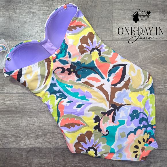 Anne Cole Cross Front Tummy Control One Piece Swimsuit Size 14 - Picture 5 of 5